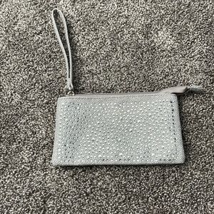 Silver studded wallet with wrist strap